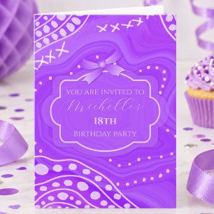 Purple Hand Drawn Doodle Birthday Invitation