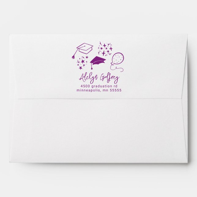 Purple Hand Drawn Graduation Icons  Envelope (Back (Top Flap))