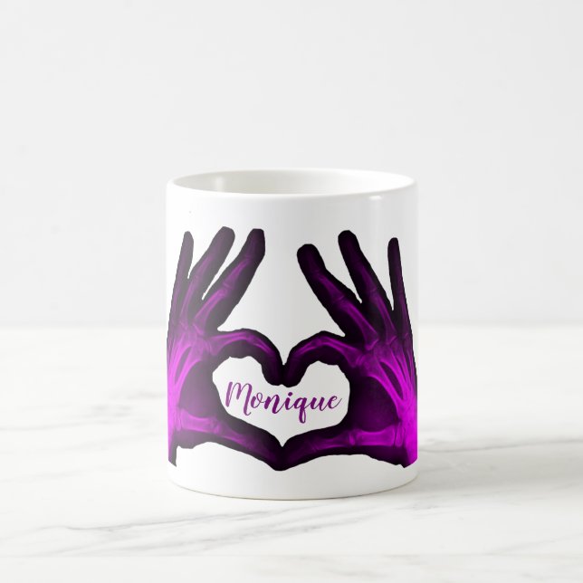 Purple Hand Xray Heart Coffee Mug (Center)