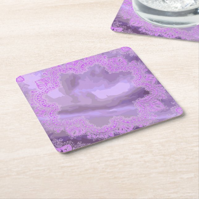 Purple Handkerchief Abstract Coasters Set of 6 (Angled)