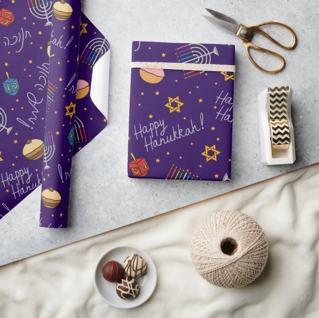 Purple Hanukkah Wrapping Paper (Crafts)