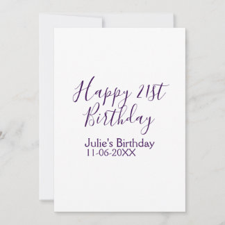 Purple happy 21st birthday name date Keychain Invitation