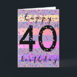Purple Happy 40th Birthday Card<br><div class="desc">Celebrate her 40th birthday in style with this purple birthday card for her. Featuring fun confetti and modern typography, this fortieth birthday card is made to mark a wonderful milestone. The inside card message can be edited and easily personalised if wanted. Order now and create a heartfelt moment she’ll always...</div>