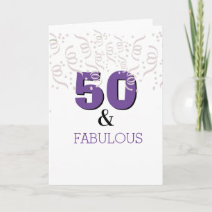 Purple Happy 50th Birthday Card