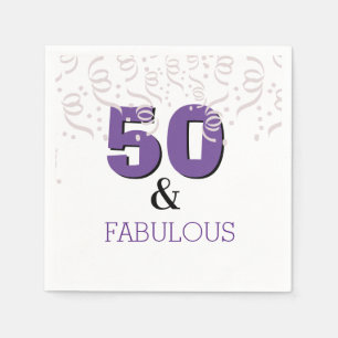 Purple Happy 50th Birthday Party Napkin