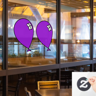Purple Happy Balloons Twins Window Cling