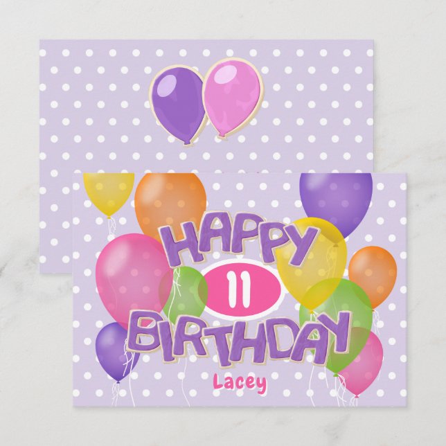 purple happy birthday cutout cookies w balloons card (Front/Back)