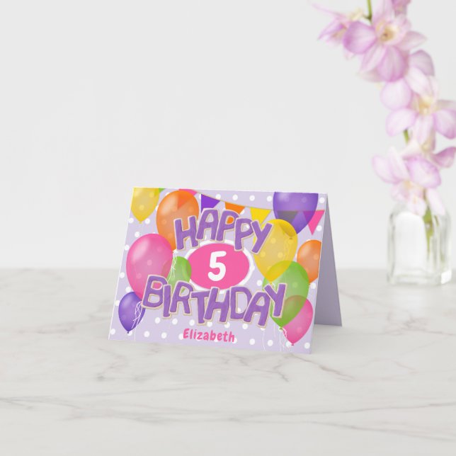 purple happy birthday cutout cookies w balloons card (Orchid)