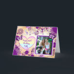 Purple Happy Birthday Photo Card for Sister<br><div class="desc">Purple Happy Birthday Card for Sister with flowers and butterflies.

Personalise this card by adding your favourite picture of you and your sister!</div>