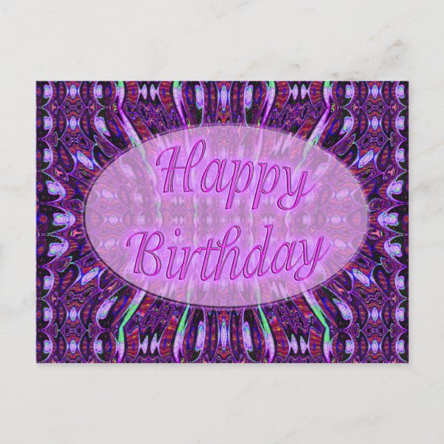 purple happy birthday postcard (Front)