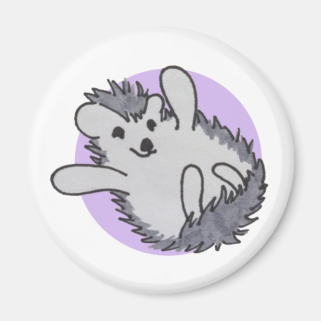 Purple Happy Cute Hedgehog Magnet (Front)