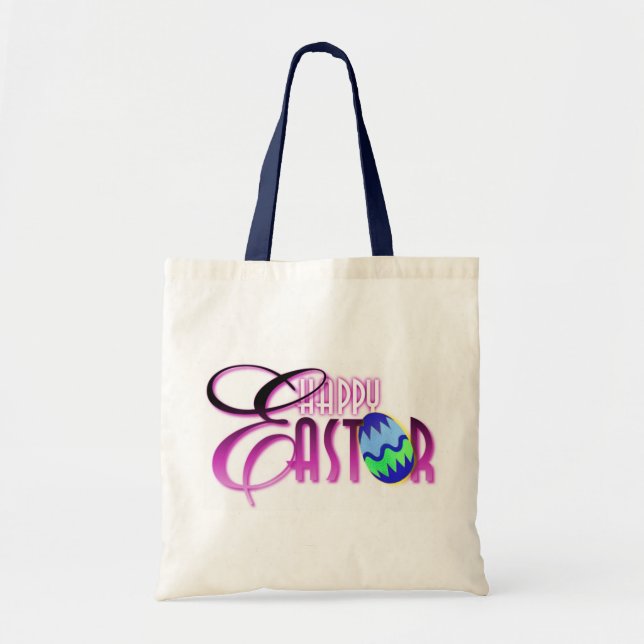 Purple Happy Easter Egg Tote Bag (Front)