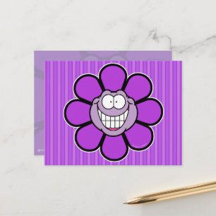 Purple Happy Flower Screwball Graphics Postcard