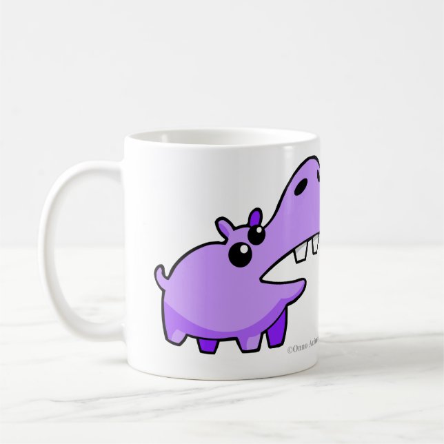 Purple Happy Hippo drinking mugs and cups (Left)