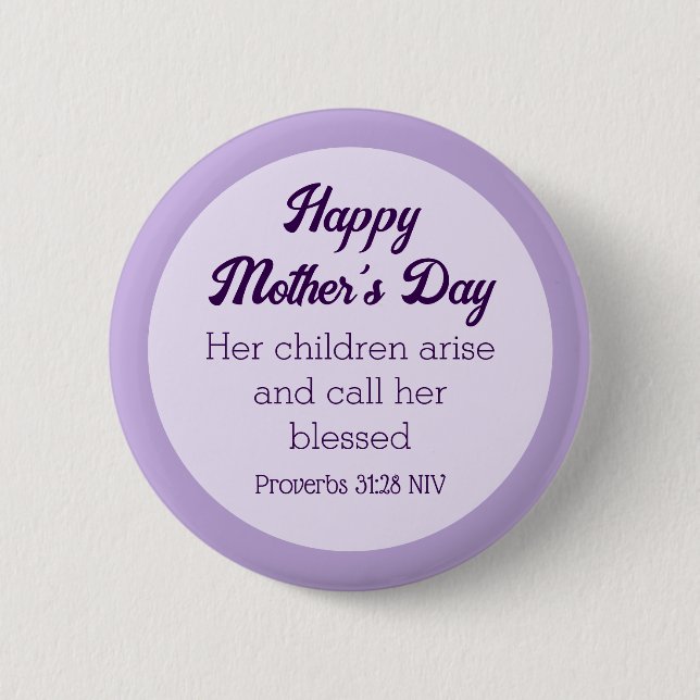 Purple Happy Mother's Day Bible Verse Simple 6 Cm Round Badge (Front)