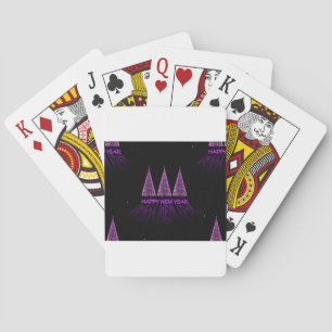 purple happy new year playing cards