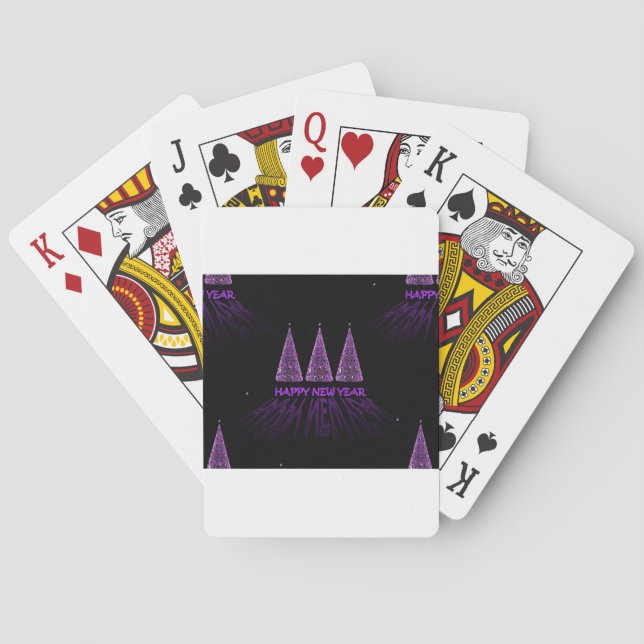 purple happy new year playing cards (Back)
