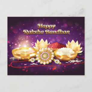 Purple Happy Raksha Bandhan Sparkle Postcard