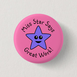 Purple Happy Star Great Work Button