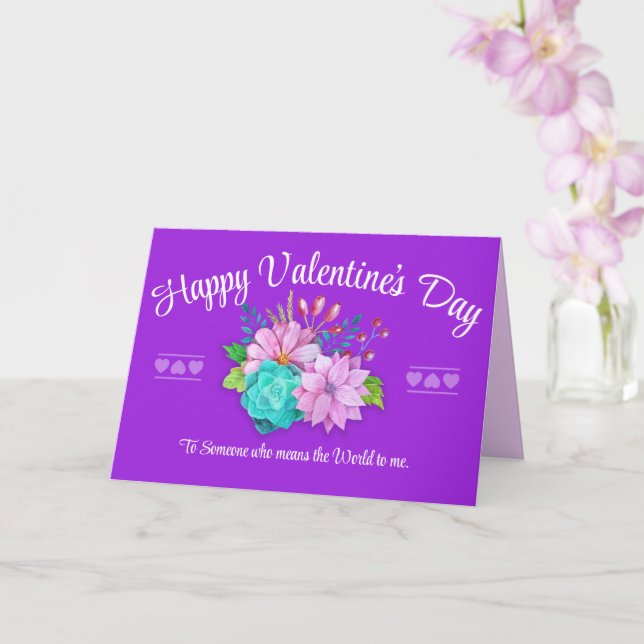 Purple Happy Valentines Day Card (Orchid)