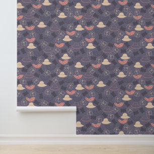Purple Hat Butterfly Watermelon Pattern Wallpaper