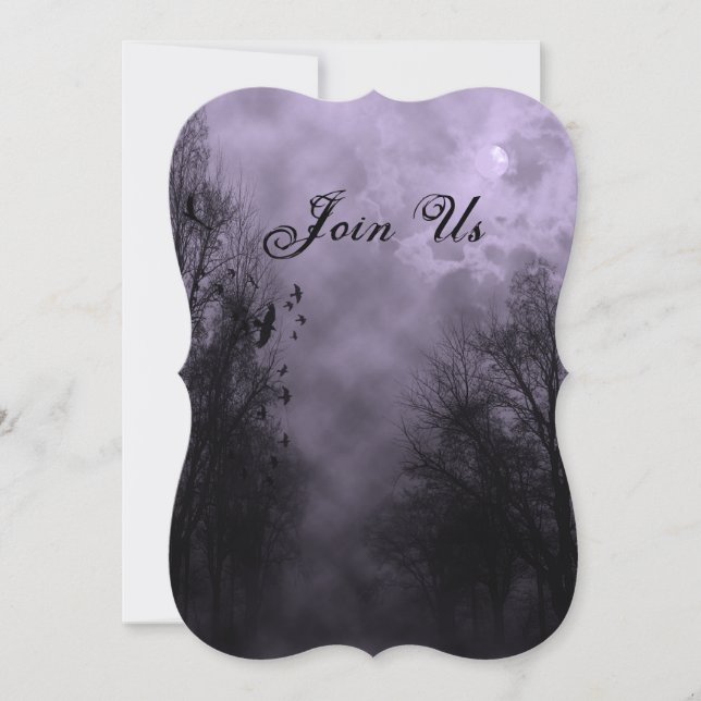 Purple Haunted Sky Custom Halloween Invitations (Front)