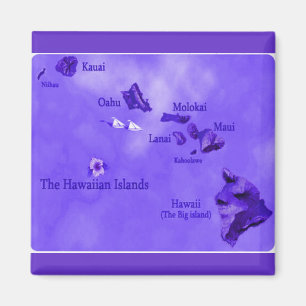 Purple Hawaiian island map Magnet