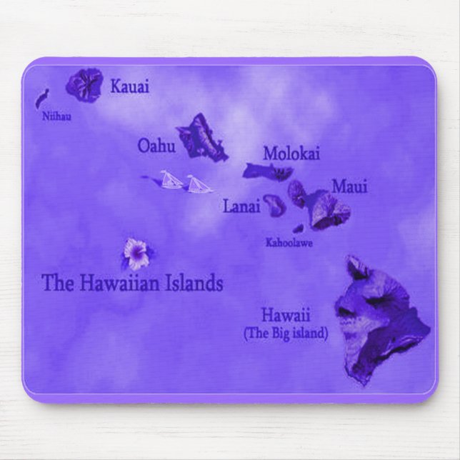 Purple Hawaiian island map mousepad (Front)