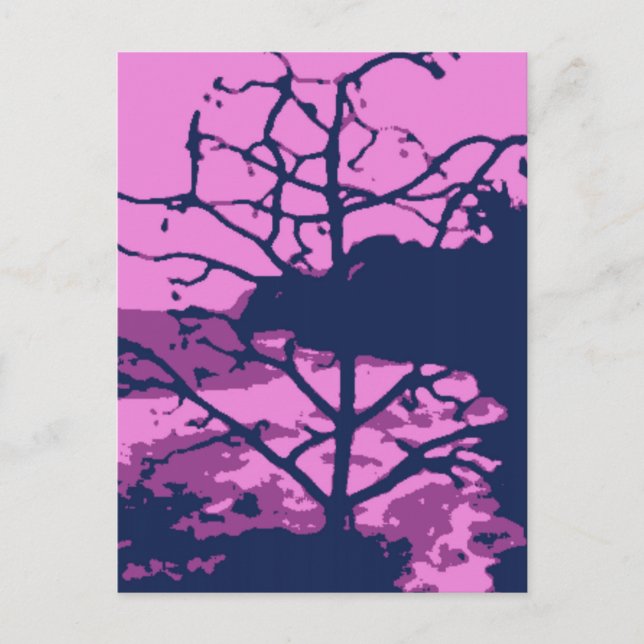 Purple Hawaiian Ocean Beach Tree Photo View Postcard (Front)