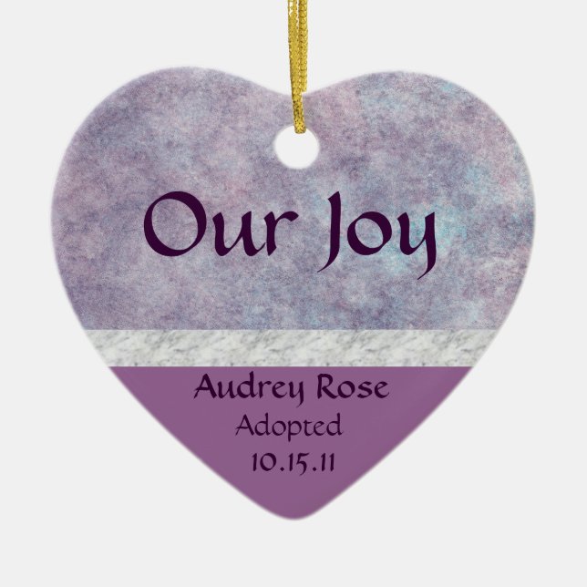 Purple Haze Adoption Heart Ceramic Tree Decoration (Front)