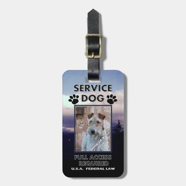 Purple Haze Service Dog Photo ID Luggage Tag (Front Vertical)