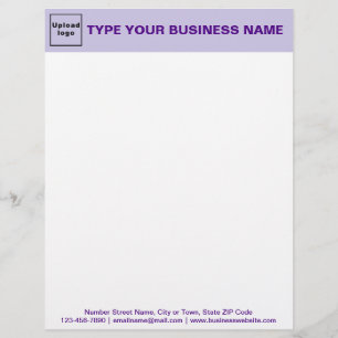 Purple Header and Texts on Footer of Business Custom Letterhead