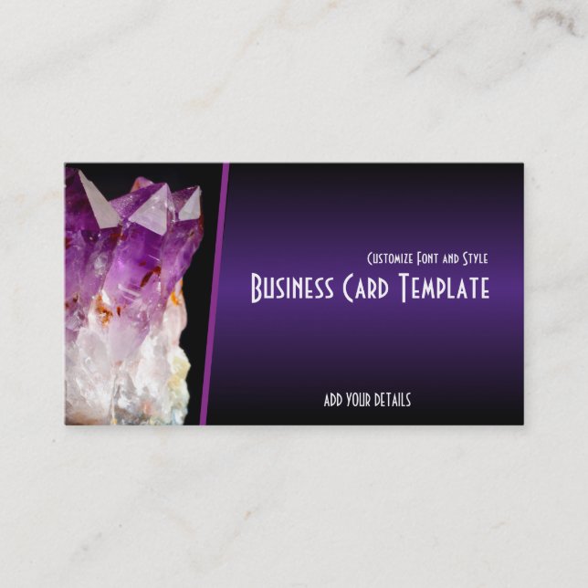 Purple Healing Crystals Amethyst Business Card (Front)