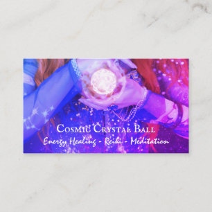 Purple Healing Reiki Crystal Ball Fortune Teller Business Card