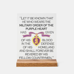 Purple Heart Acrylic Sign