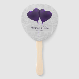 Purple Heart Balloons Wedding Favour Hand Fan