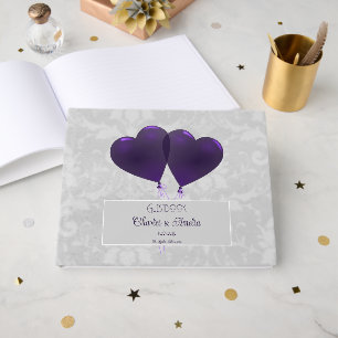 Purple Heart Balloons Wedding Guest Book