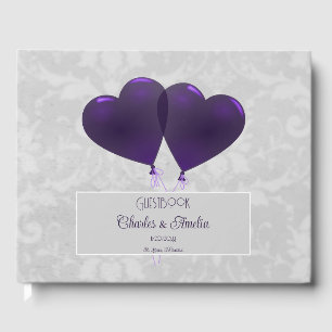 Purple Heart Balloons Wedding Guest Book