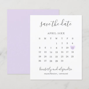 Purple Heart Calender Budget Wedding Save the Date