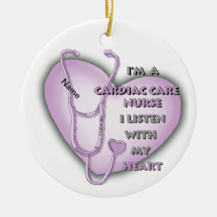 Purple Heart Cardiac Care nurse  Ceramic Tree Decoration