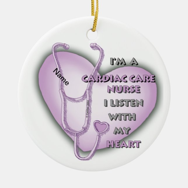 Purple Heart Cardiac Care nurse  Ceramic Tree Decoration (Front)