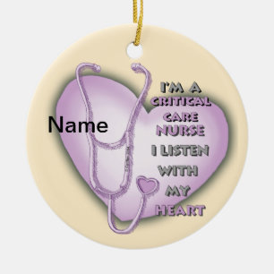Purple Heart Care Nurse Ceramic Tree Decoration