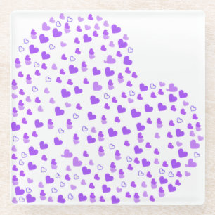 Purple Heart Cluster Glass Coaster