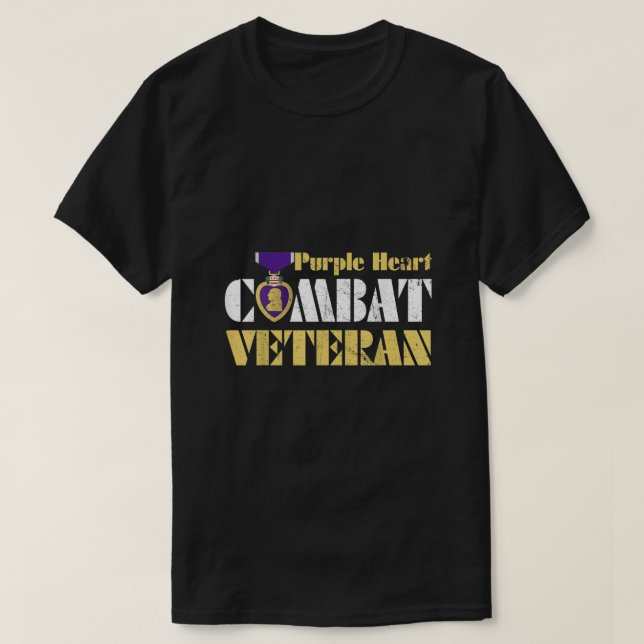 Purple Heart Combat Veteran Purple Heart Day US Mi T-Shirt (Design Front)