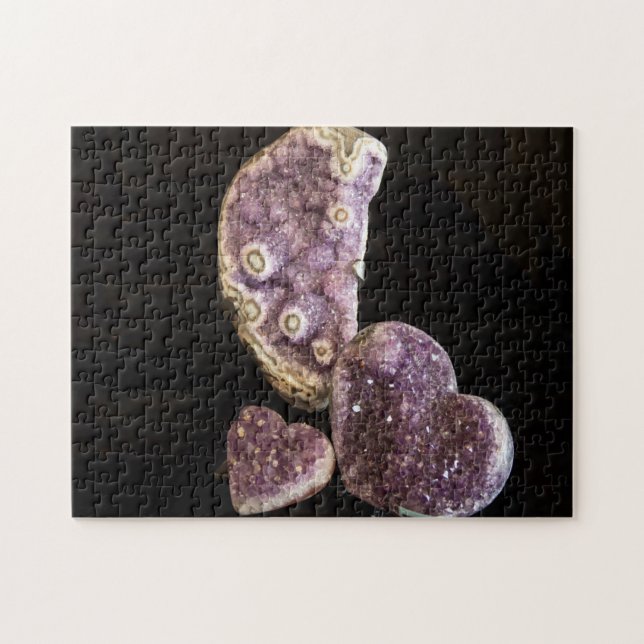 Purple Heart Crystals - Amethyst Gemstones Jigsaw Puzzle (Horizontal)