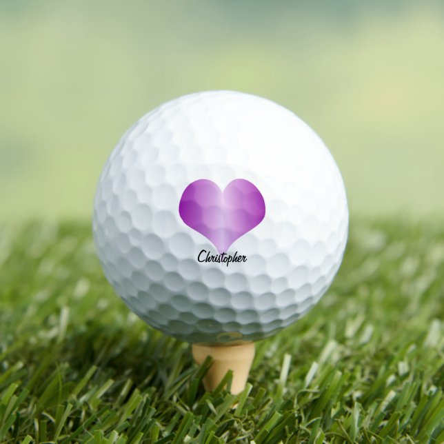 Purple Heart Design Personalised Golf Balls (Insitu Tee)