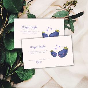 Purple Heart Eggplant Diaper Raffle Baby Shower Enclosure Card