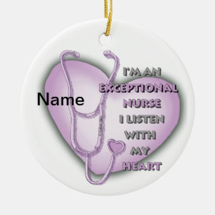 Purple Heart exceptional nurse  Ceramic Tree Decoration