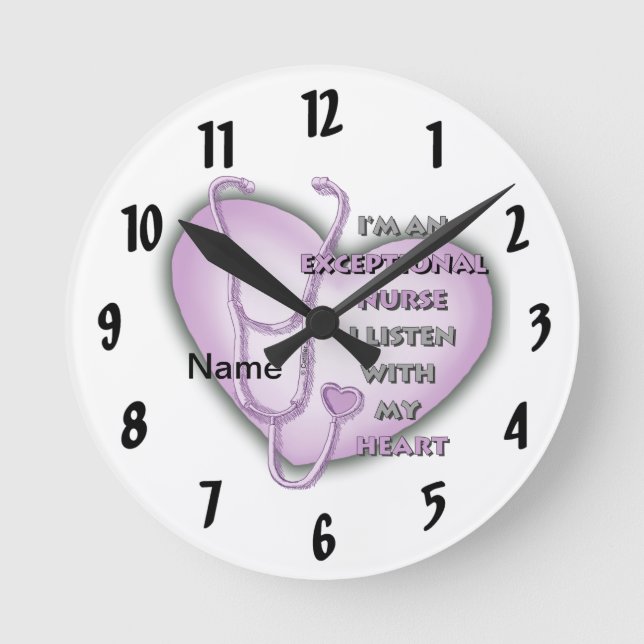 Purple Heart exceptional nurse  Round Clock (Front)