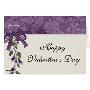 Purple Heart/Flowers Happy Valentine's Day Card